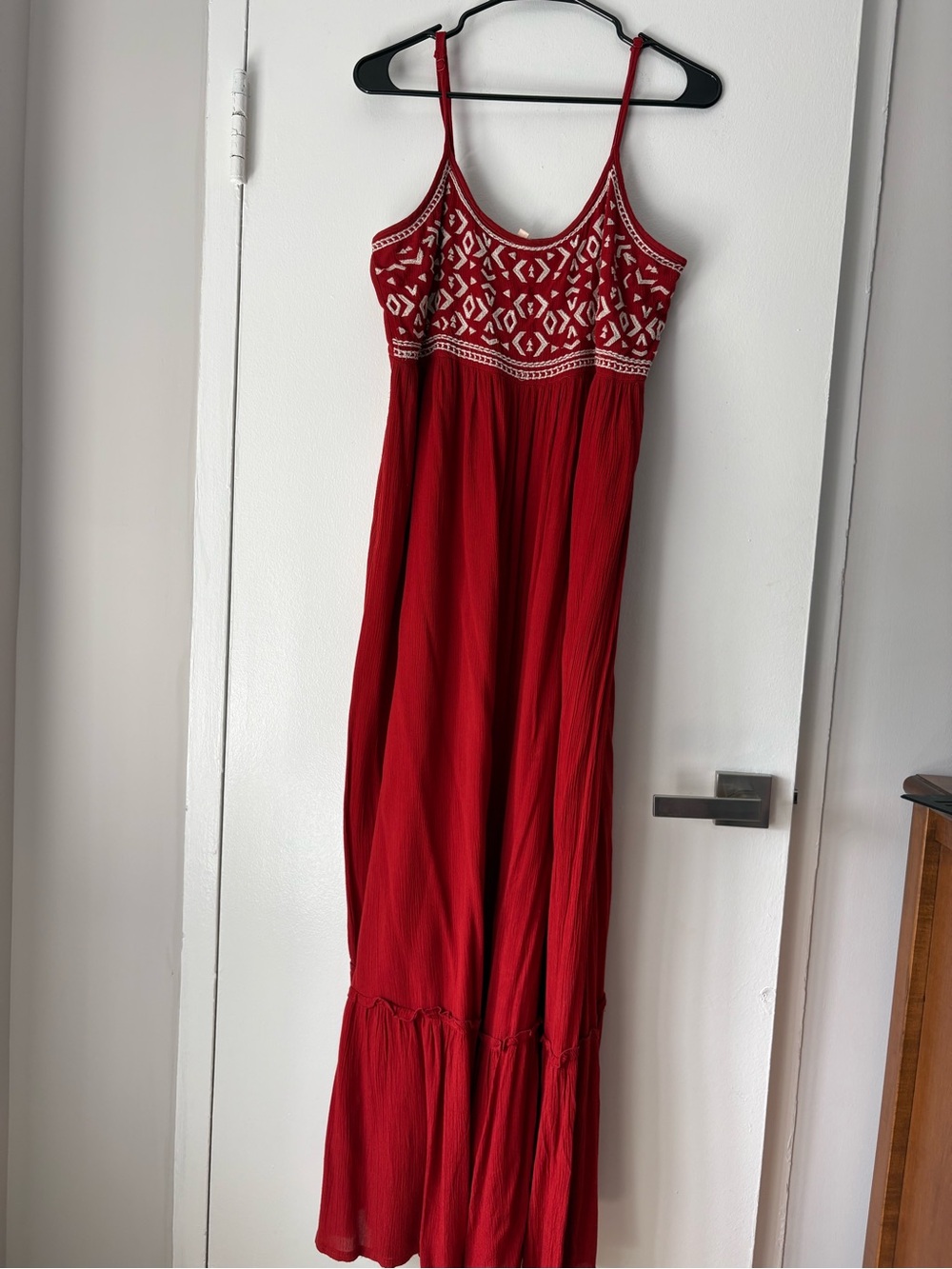Red Embroidered Spaghetti-Strap Maxi Dress - Women